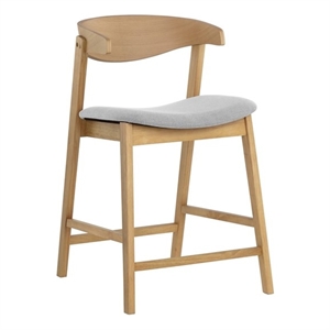 Brant House Haisley 24.25&quot Fabric & Wood Counter Stool in Natural/Light Gray