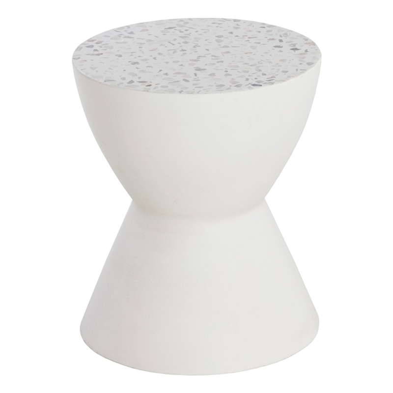 Brant House Logan Concrete End Table - Terrazzo White