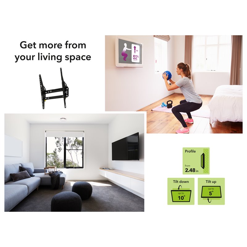 AVF Steel Flat and Tilt Low Profile TV Wall Mount for most 25