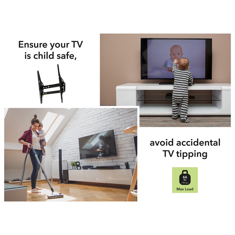 AVF Steel Flat and Tilt Low Profile TV Wall Mount for most 25