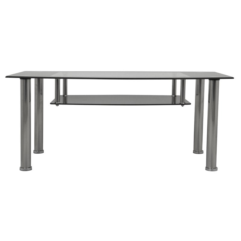 AVF Transitional Steel and Glass Coffee Table in Black/Chrome