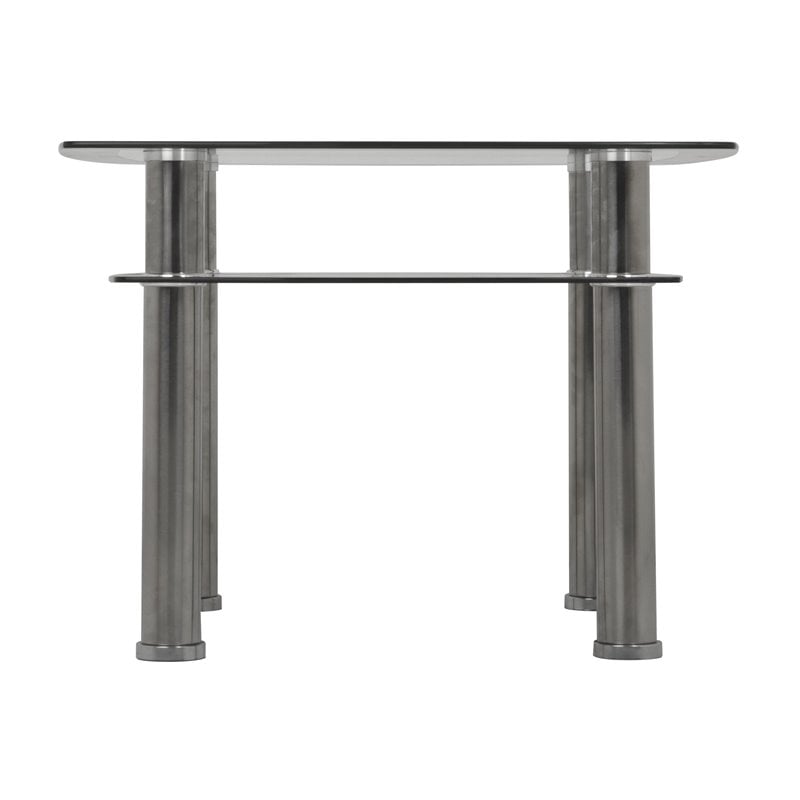 AVF Transitional Steel and Glass End Table in Black and Chrome