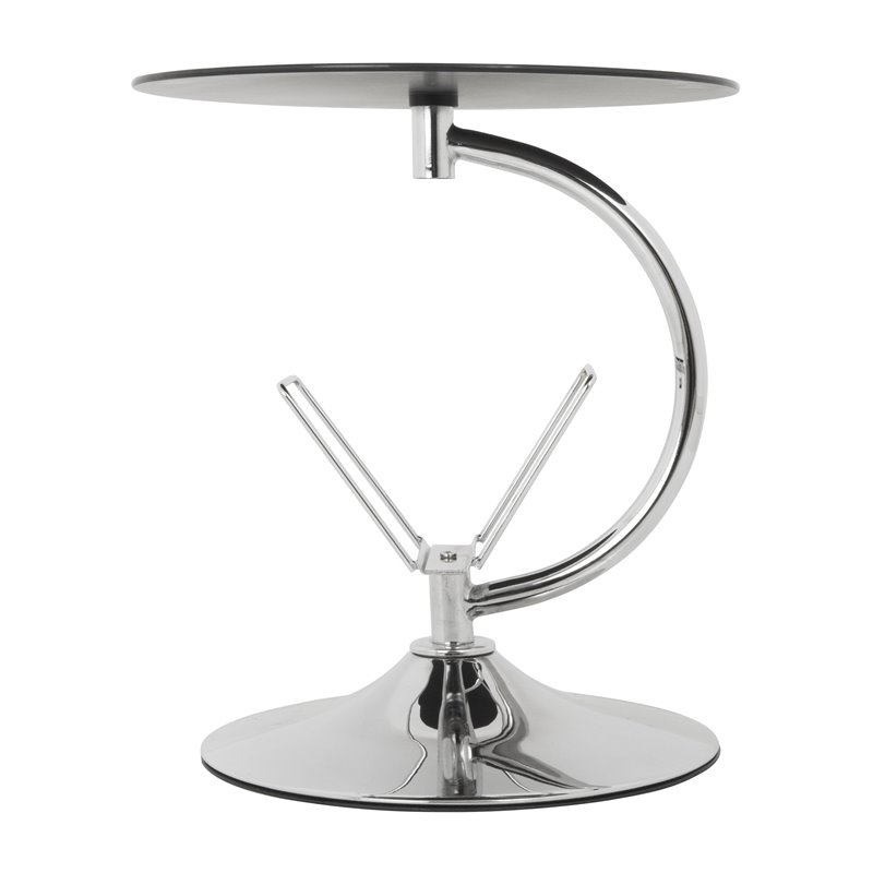 AVF Steel and Glass Round End Table with Magazine Rack in Black/Chrome