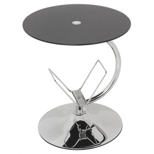 AVF Steel and Glass Round End Table with Magazine Rack in Black/Chrome
