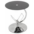 AVF Steel and Glass Round End Table with Magazine Rack in Black/Chrome