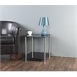 AVF Transitional Steel and Glass Two Tier Square End Table in Black/Chrome