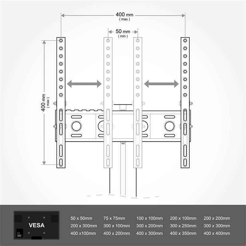 AVF Steel Tilt and Turn TV Mount with 2 AV Shelves for 25