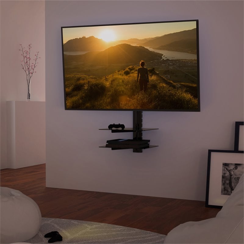 AVF Steel Tilt and Turn TV Mount with 2 AV Shelves for 37