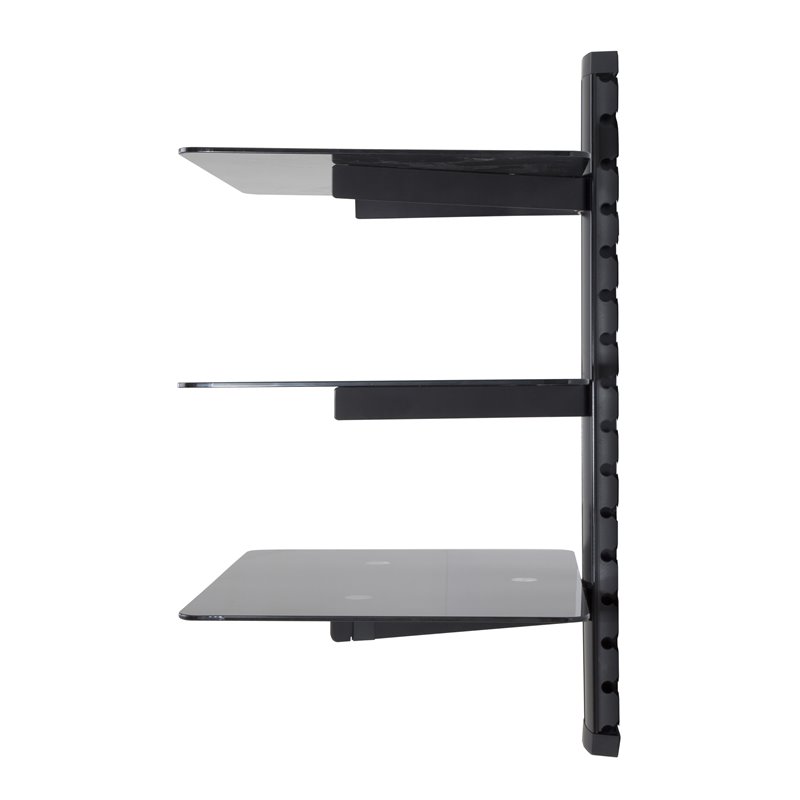 AVF Steel Wall Mounted AV Component Shelving System with 3 Shelves in Black