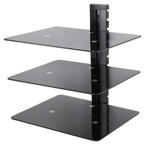 avf steel wall mounted av component shelving system with 3 shelves in black
