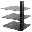AVF Steel Wall Mounted AV Component Shelving System with 3 Shelves in Black