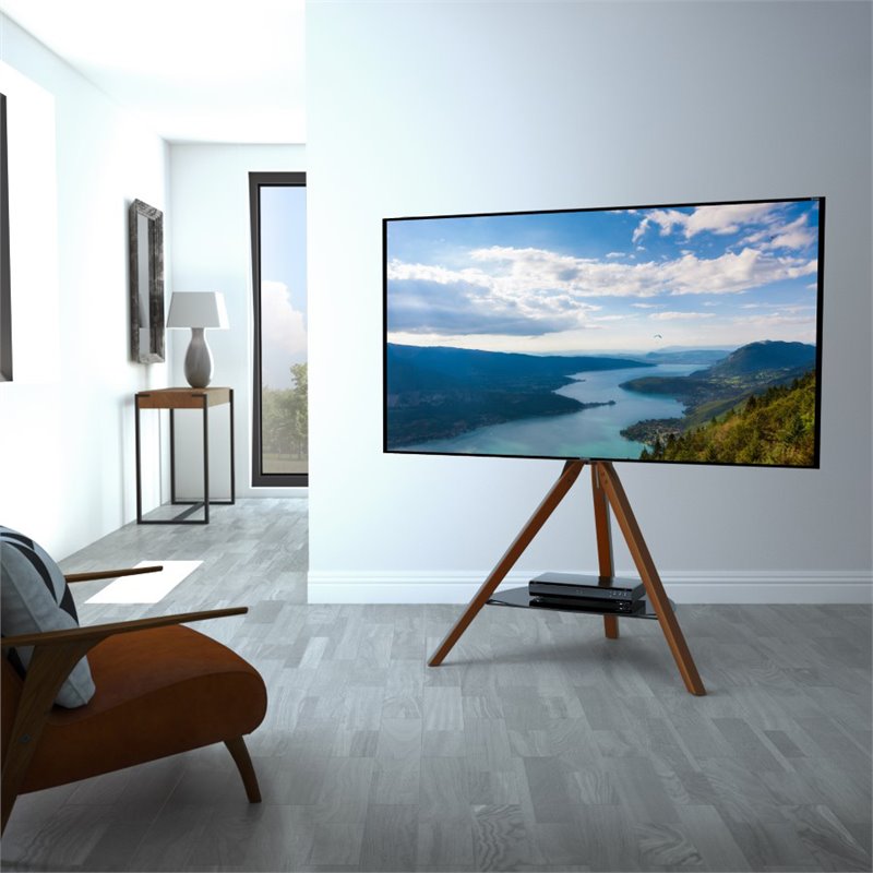 AVF Wood Glass Steel Hoxton TV Floor Stand for 32" to 65" TVs in Dark