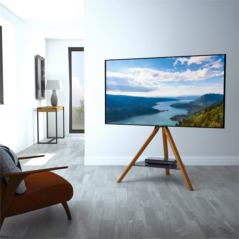 AVF Wood Glass Steel Hoxton TV Floor Stand for 32