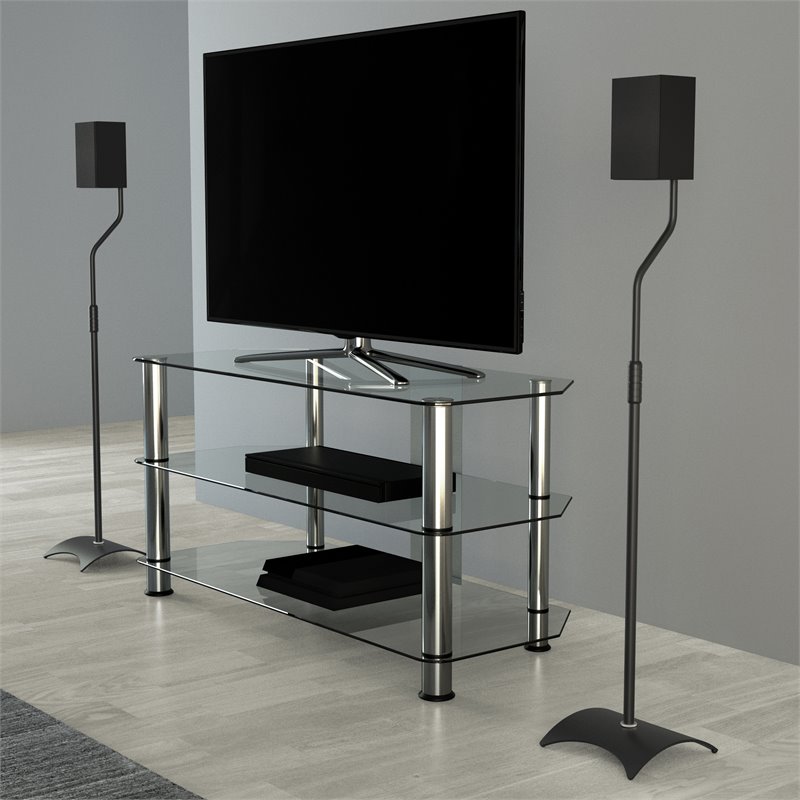 AVF Steel Speaker Floor Stands with Adjustable Height in Black (Set of 2)