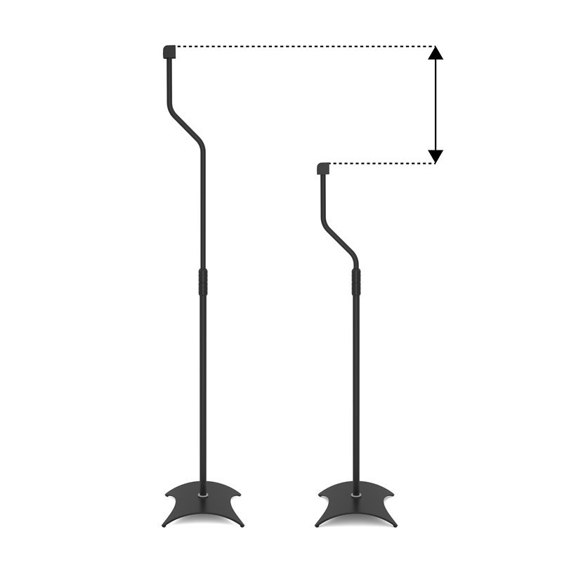 AVF Steel Speaker Floor Stands with Adjustable Height in Black (Set of 2)