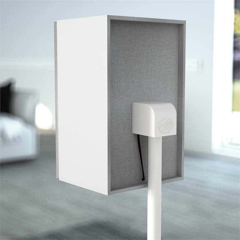 AVF Steel Speaker Floor Stands with Adjustable Height in White (Set of 2)