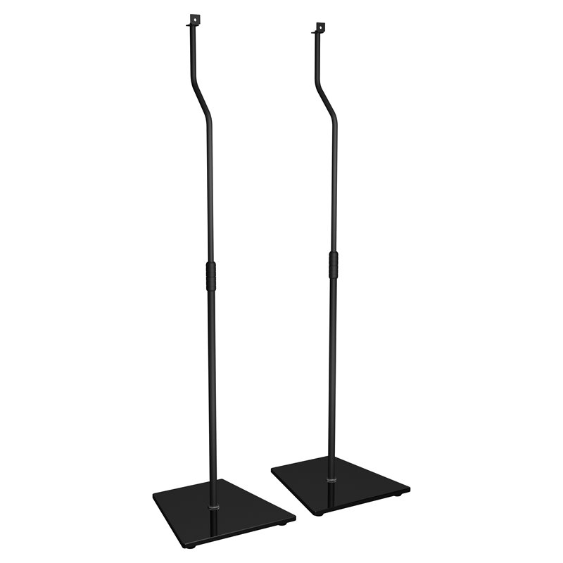 AVF Traditional Steel and Glass Speaker Floor Stands in Black (Set of 2)