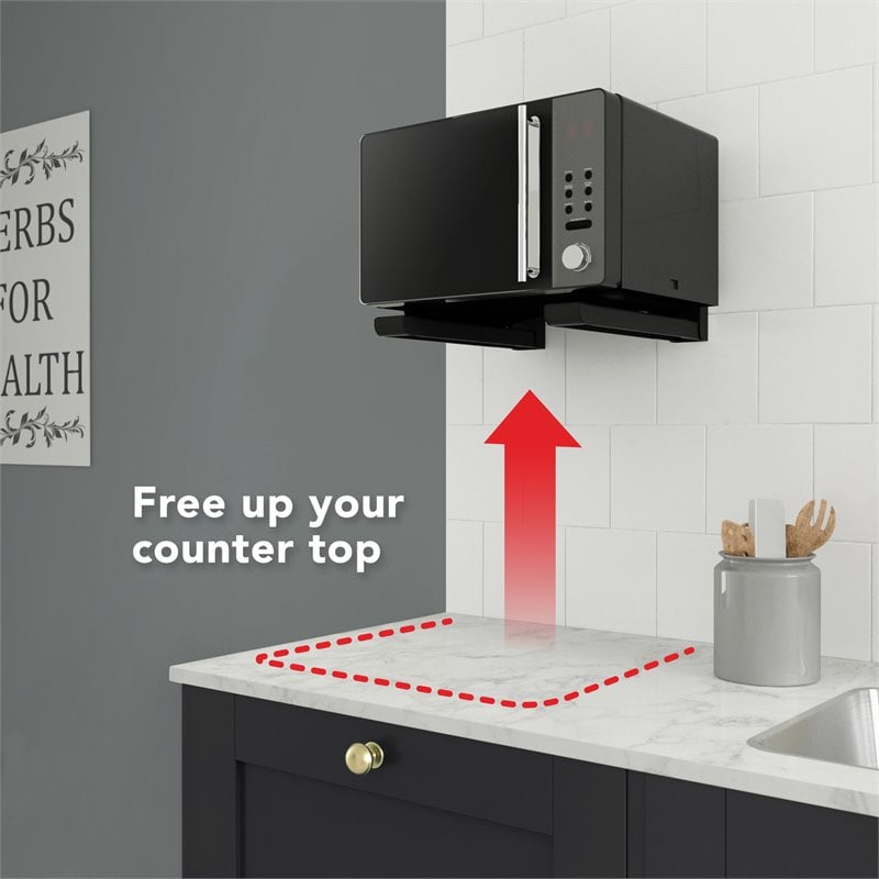 AVF Steel Universal Wall-Mounted Microwave Brackets in Black (Set of 2)