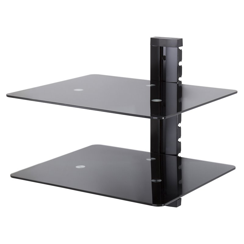 AVF Steel Wall Mounted AV Component Shelving System with 2 Shelves in Black