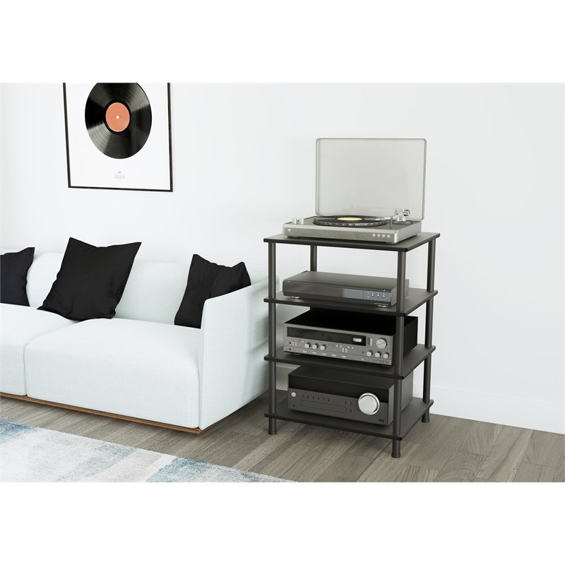 AVF 4-Shelf Steel and Wood Stand for Audio IT or Home Office in Black