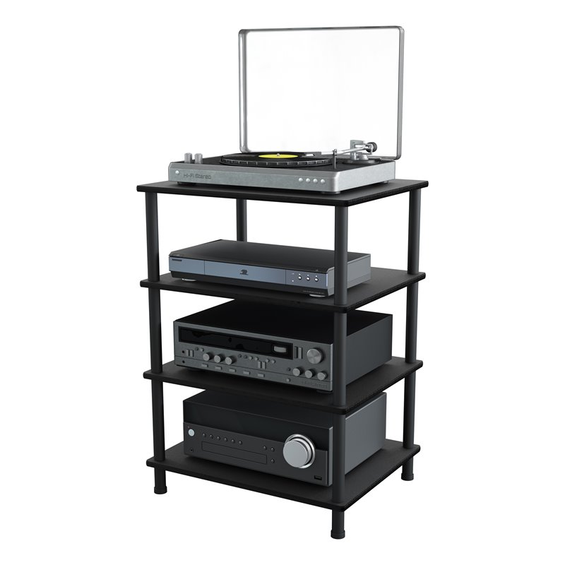 AVF 4-Shelf Steel and Wood Stand for Audio IT or Home Office in Black