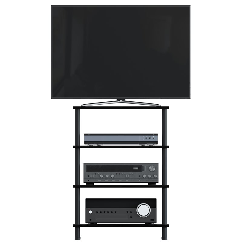 AVF 4-Shelf Steel and Wood Stand for Audio IT or Home Office in Black