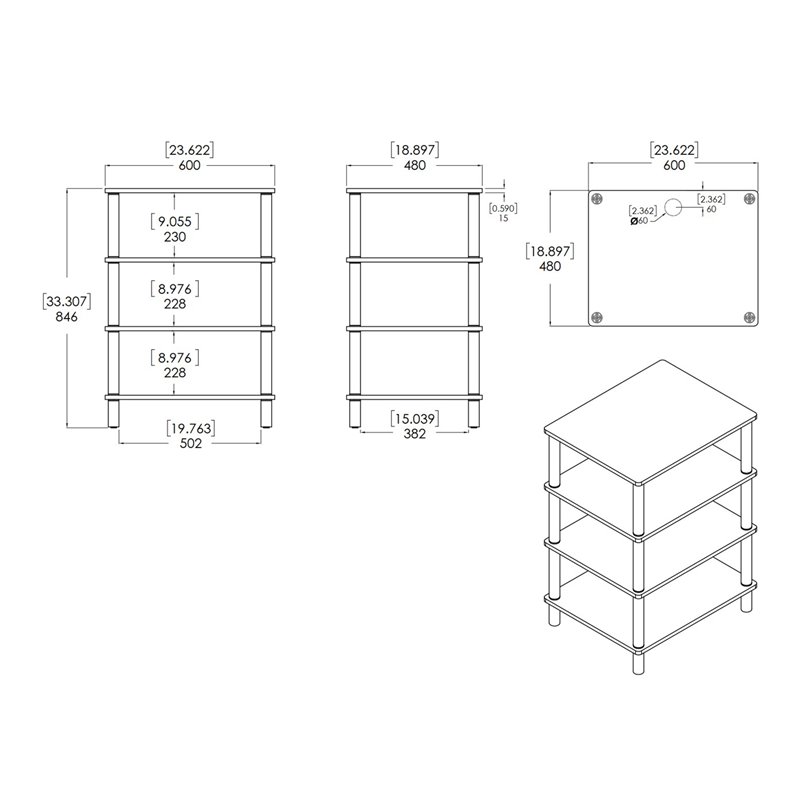 AVF 4-Shelf Steel and Wood Stand for Audio IT or Home Office in Black