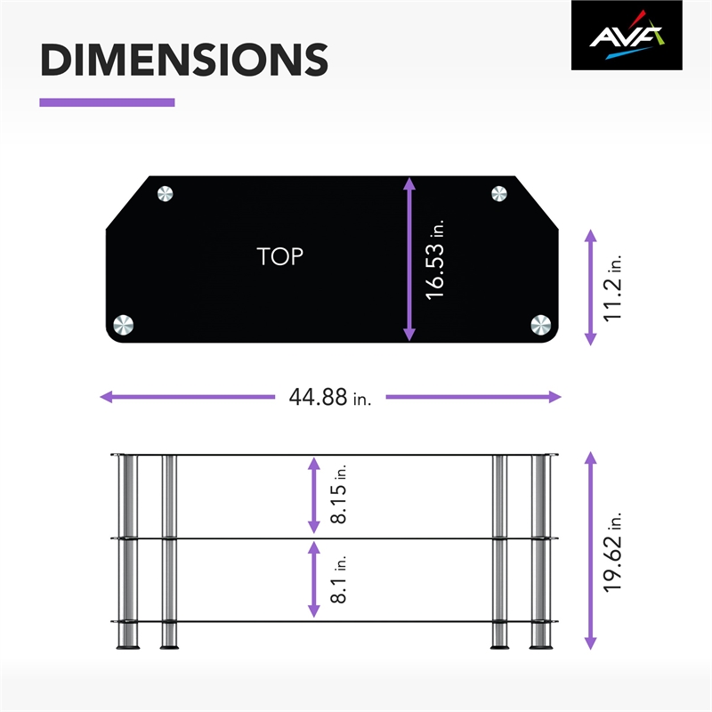 AVF Transitional Steel and Glass TV Stand for up to 55