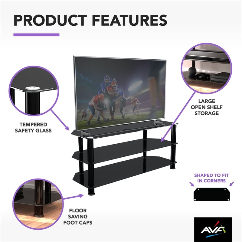 AVF Transitional Steel and Glass TV Stand for up to 55