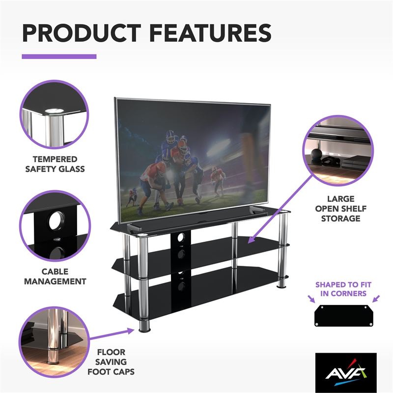AVF Steel Glass TV Stand with Cable Management for up to 55