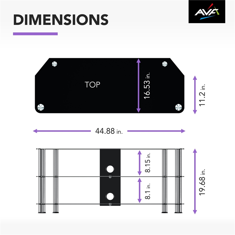 AVF Steel Glass TV Stand with Cable Management for up to 55