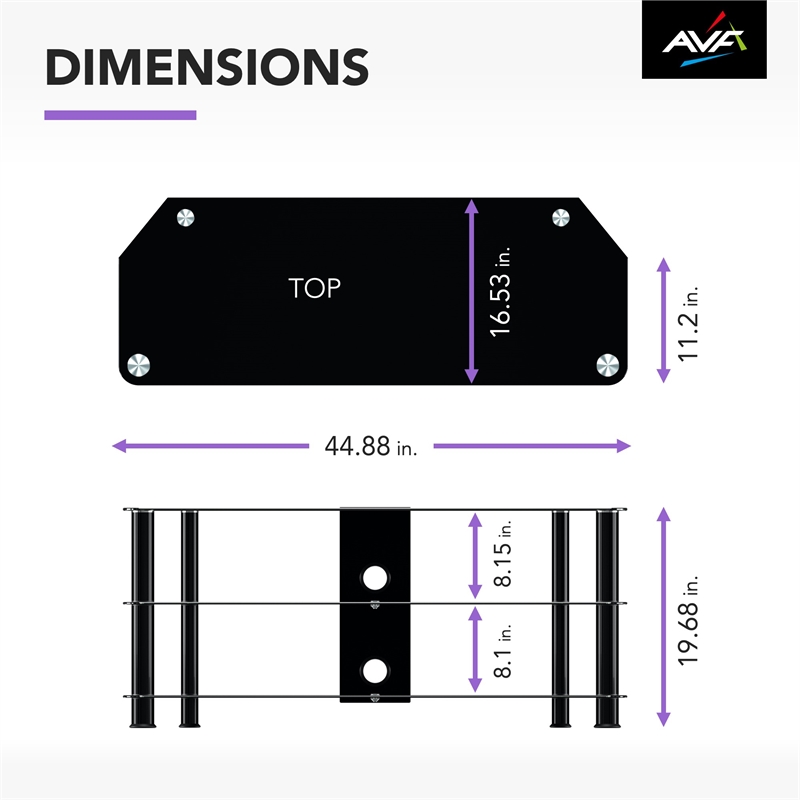 AVF Steel Glass TV Stand with Cable Management for up to 55