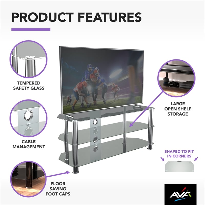 AVF Steel Glass TV Stand with Cable Management for up to 55
