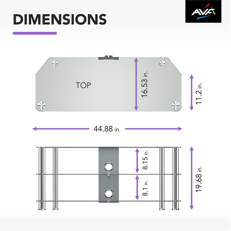 AVF Steel Glass TV Stand with Cable Management for up to 55
