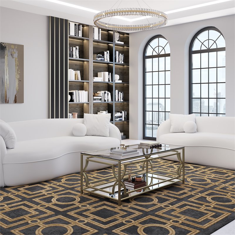 American Home Classic Edward Rectangular Coffee Table in Brushed Brass