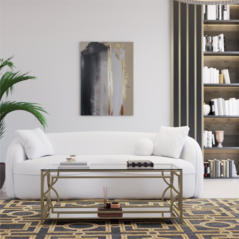 American Home Classic Edward Rectangular Coffee Table in Brushed Brass