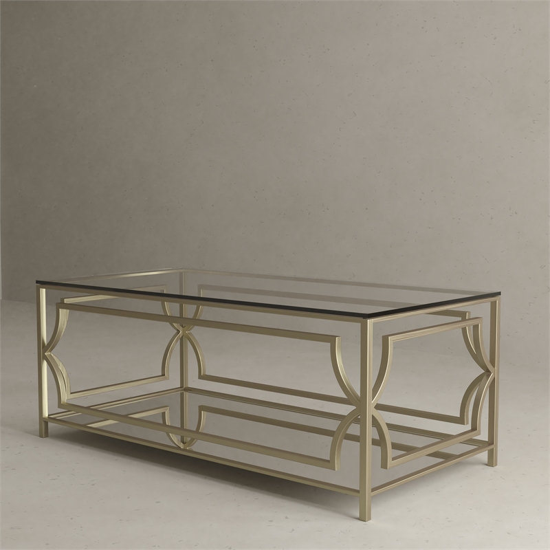 American Home Classic Edward Rectangular Coffee Table in Brushed Brass