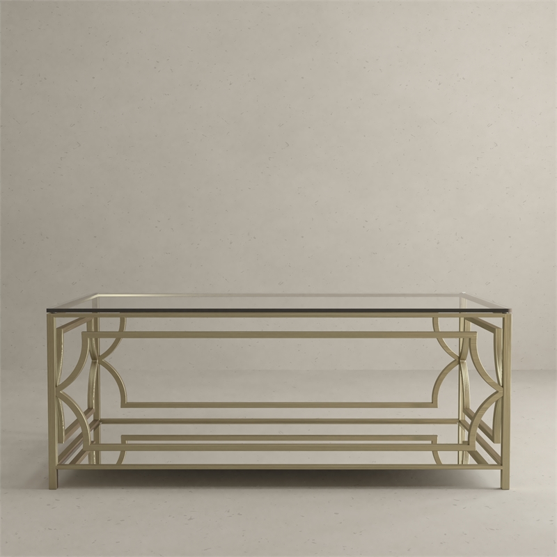 American Home Classic Edward Rectangular Coffee Table in Brushed Brass