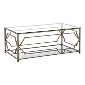 American Home Classic Edward Rectangular Coffee Table in Brushed Brass