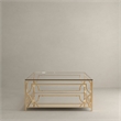 American Home Classic Edward Square Metal and Glass Coffee Table in Polish Gold