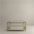 American Home Classic Edward Square Metal-Glass Coffee Table in Brushed Brass