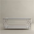 American Home Classic Edward Rectangular Metal and Glass Coffee Table in Silver
