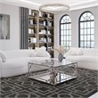 American Home Classic Edward Square Metal-Glass Coffee Table in Polish Silver