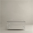 American Home Classic Edward Square Metal-Glass Coffee Table in Polish Silver