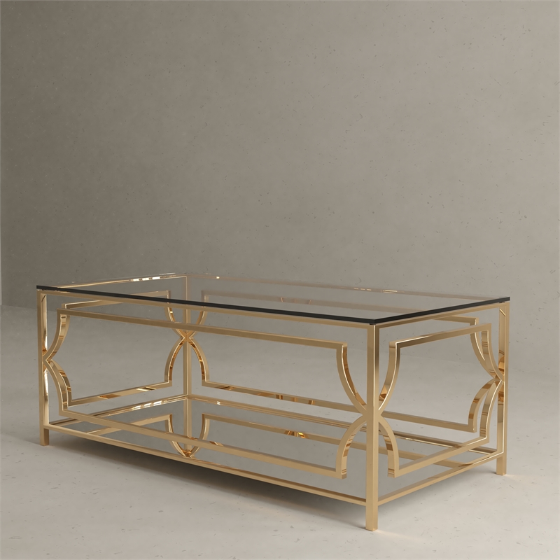 American Home Classic Edward Rectangular Coffee Table in Polish Gold
