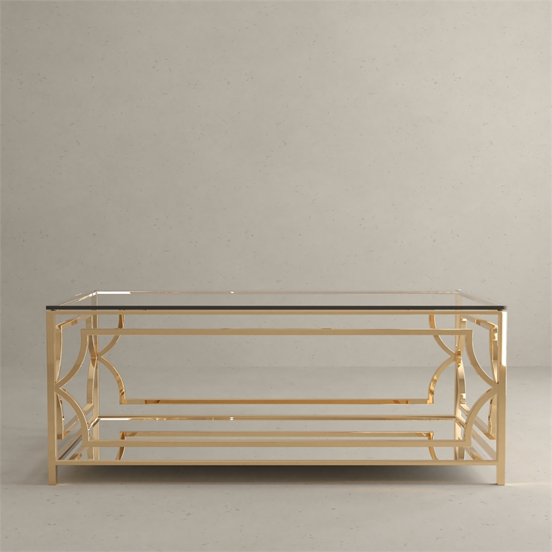 American Home Classic Edward Rectangular Coffee Table in Polish Gold