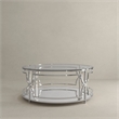 American Home Classic Edward Round Metal-Glass Coffee Table in Polish Silver