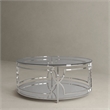 American Home Classic Edward Round Metal-Glass Coffee Table in Polish Silver
