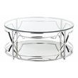 American Home Classic Edward Round Metal-Glass Coffee Table in Polish Silver