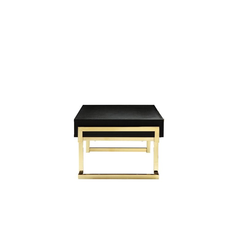 American Home Classic Julia Veneer and Steel Coffee Table in Black Ash and Gold